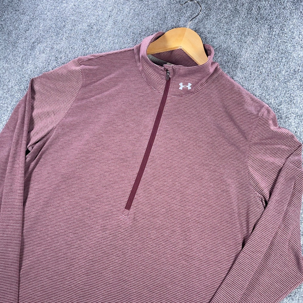 Under Armour Half Zip Pullover Womens XL Red Sweatshirt LS Heatgear